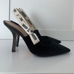 Dior J’adior Black Velvet slingback pumps 38 new